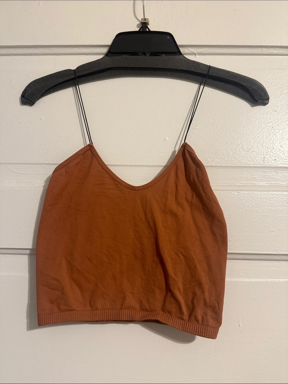 Free People Rust Orange Double Spaghetti Strap Crop Top